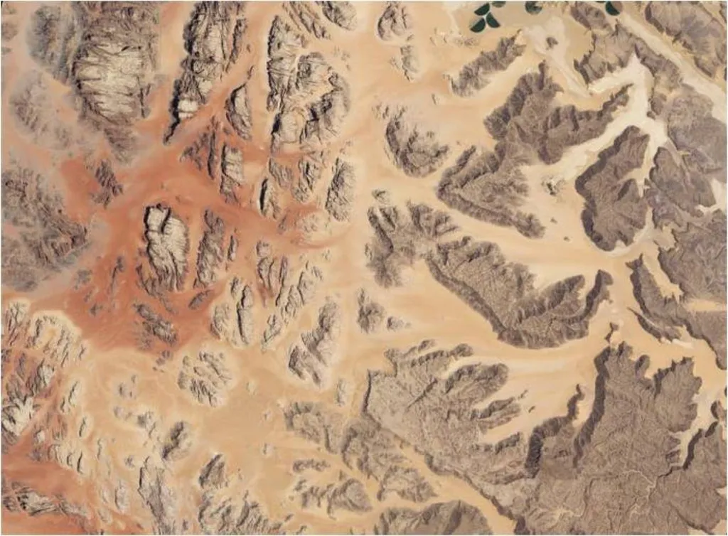 deserto Wadi Run visto do espaço