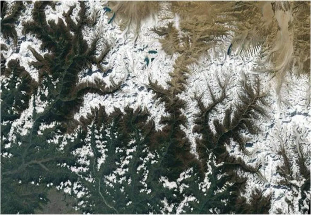 cordilheira do himalaia vista do espaço