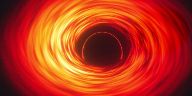 Uma visualização da NASA de um buraco negro supermassivo. (Laboratório de imagens conceituais do Goddard Space Flight Center da NASA); objeto mais brilhante do universo; objeto mais numinoso do universo